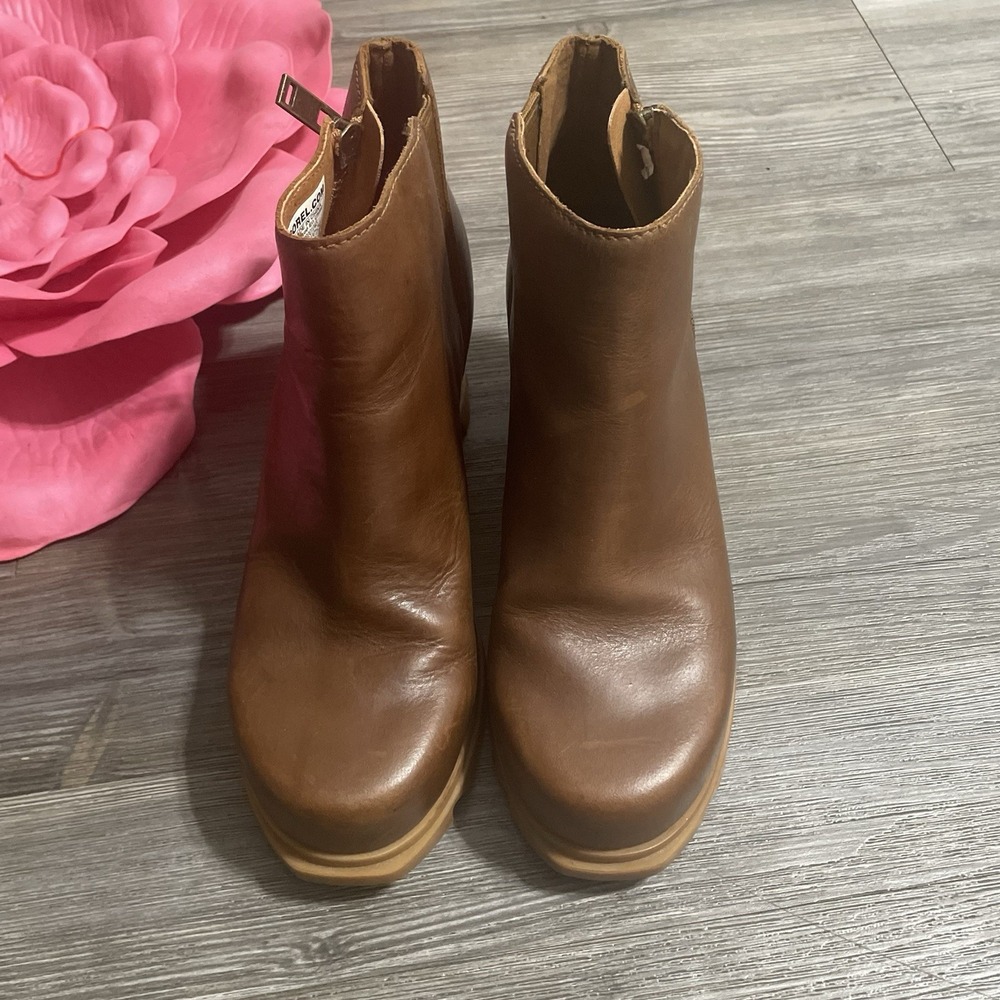 SOREL NL4371-245 Joan of Arctic Wedge III Zip Chelsea Boot Sz 8 Hazelnut Brown - Picture 2 of 12